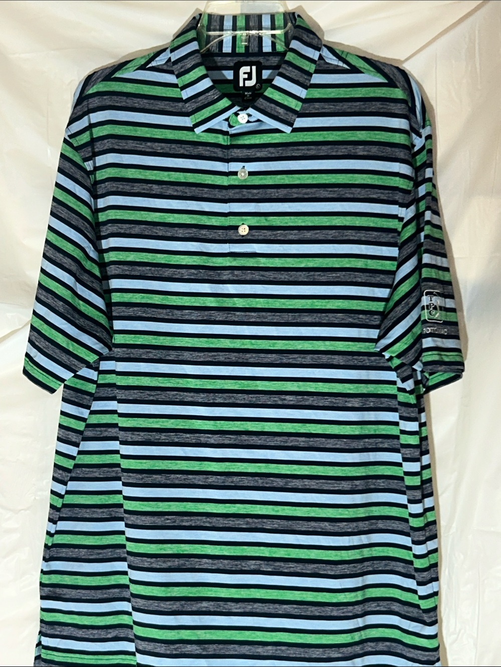 FootJoy Blue, Green & Black Striped Men’s Polo